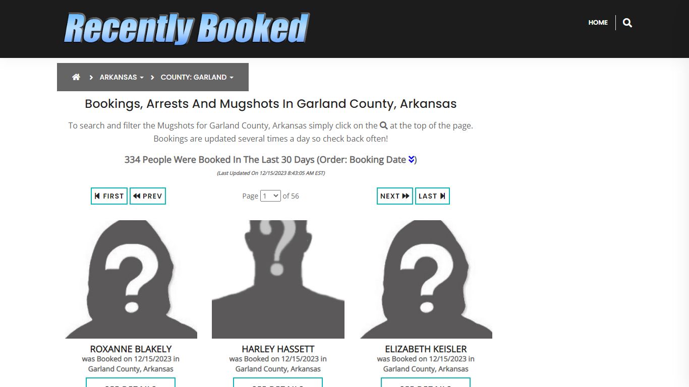 Bookings, Arrests and Mugshots in Garland County, Arkansas